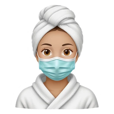 woman doing self care with face mask and towel sticker