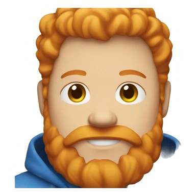 a fat ginger guy with a beard and a blue hoodie sticker
