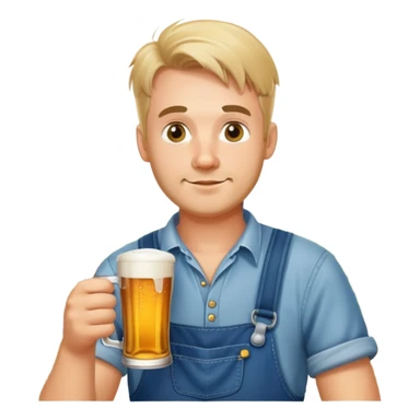 German man drinking bear while wearing overalls in a German village  sticker
