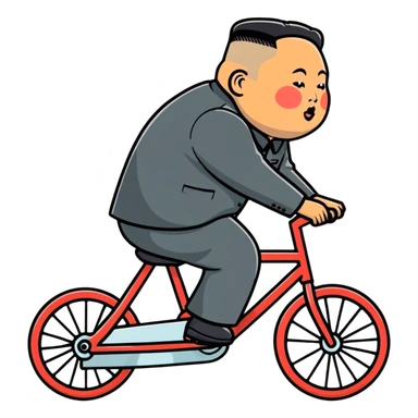 Kim Jong Un riding a bicycle from side view sticker