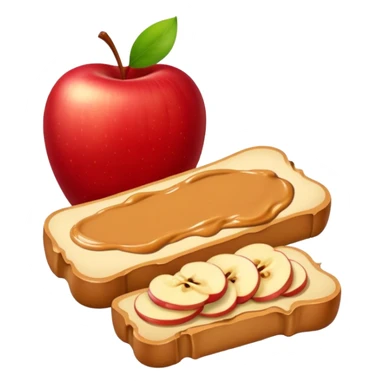 sliced apple with peanutbutter sticker