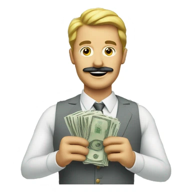 Man holding money and smiling with mustache  sticker