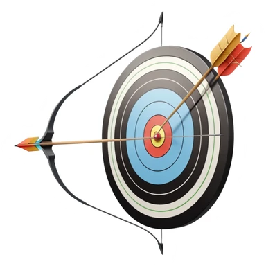 A close-up of a bowstring pulled taut with an arrow aimed at a target. The target's concentric rings are visible in the background, highlighting the focus and precision required for archery. The scene captures the grace and concentration of the sport. sticker
