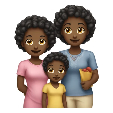 black family 2 girls toddlers sticker