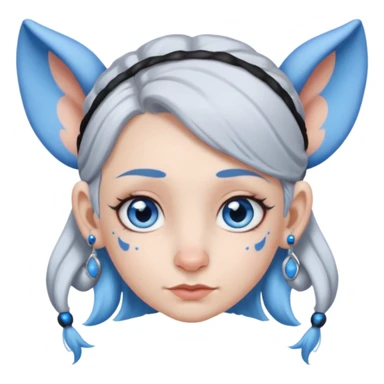 white-gray haired heavy blue tattooed head accessory big nose big ear young girl sticker