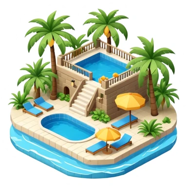 Caribbean resort, isometric 3D, highly detailed and realistic sticker