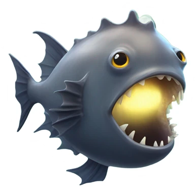 Anglerfish with glowing lure, sharp teeth, and big eyes. sticker