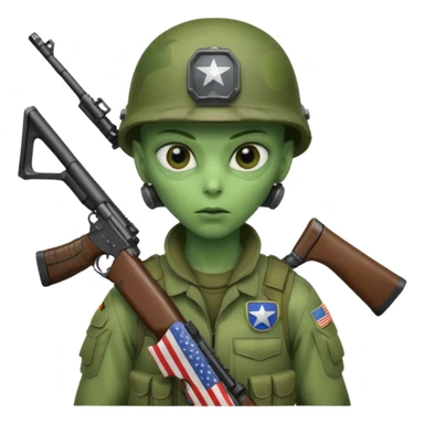 alien, wearing america soldier custome, half body sticker