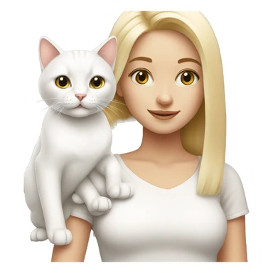 blonde girl with white cat sticker