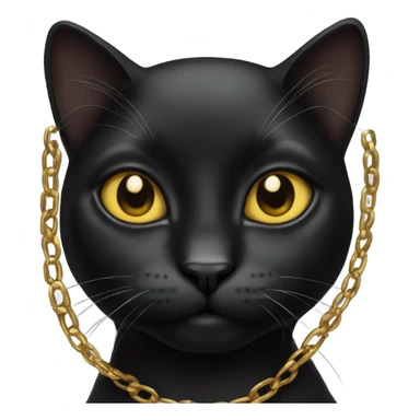 Black cat wearing gold chain sticker