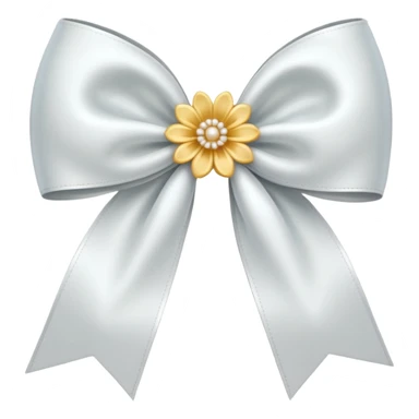 white satin bow emoji with a flower sticker