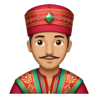 A Moroccan man wearing traditional clothing, fez hat, colorful caftan sticker