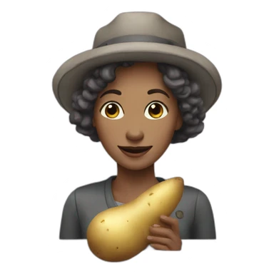 maud with the potato sticker