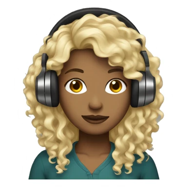 dark blondie wearing headphones curly hair  sticker