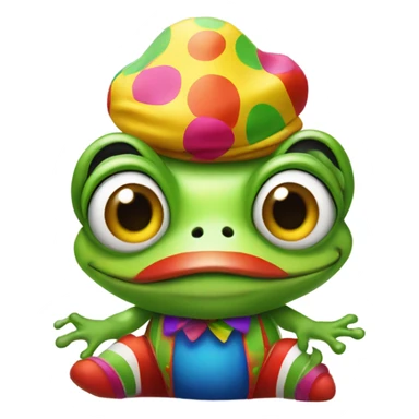 green frog dressed as a clown sticker