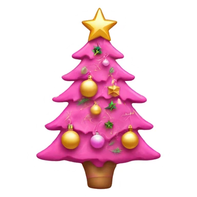 pink christmas tree with ornaments  sticker
