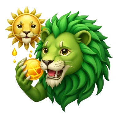 Alchemist style green lion devouring sun sticker