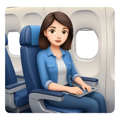 Casual brunette on airplane seat sticker