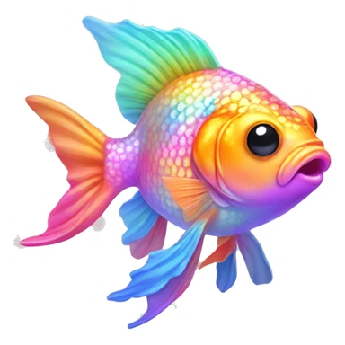 One bedazzled rainbow pastel neon goldfish sticker
