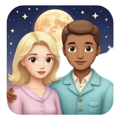 Pastel warm-colored romantic vintage Moonlight date sticker