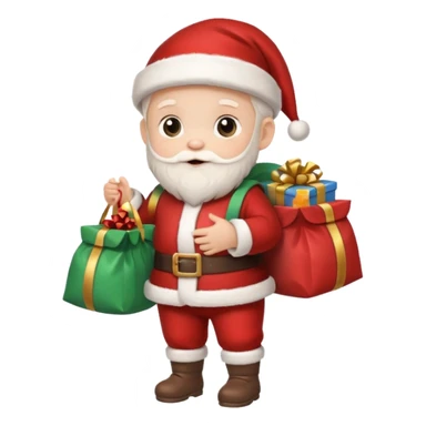 baby Santa Claus is carrying a bag of presents  sticker