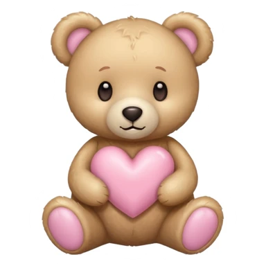 beige teddy bear and a pink pastel heart sticker