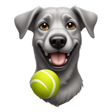 Realistic grey old dog with ball in mouth sticker