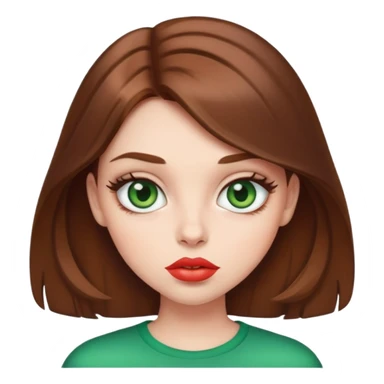 cool girl with brown hier and big green eyes and big lips sticker