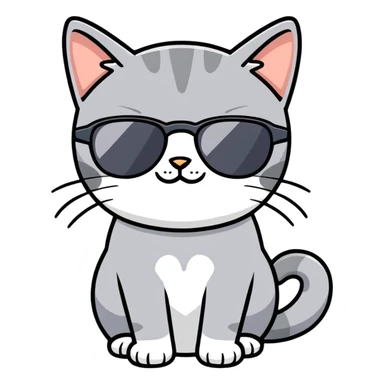 Grey Cat with sunglasses sticker