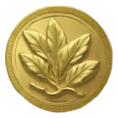 circle gold coin with laurel with gold bag  sticker