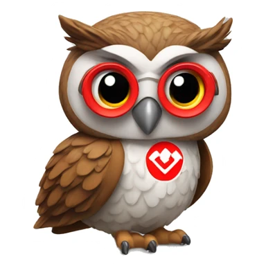Owl wearing a red Trikot with Vodafone Logo  sticker
