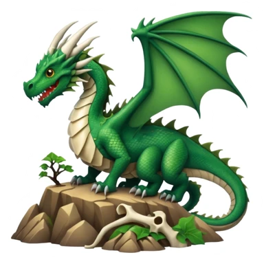 A giant dragon sitting on a mountain looking at the other dragon that is cover in bones sticker