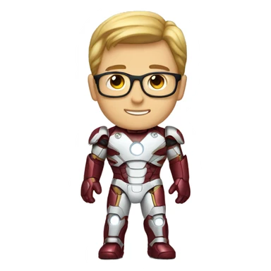 white nerd guy inside ironman suit sticker