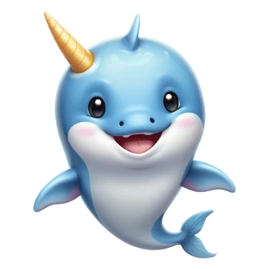 Cinematic Comical Cute Narwhal Portrait Emoji, Head tilted dramatically with an exaggeratedly amused expression, featuring a uniquely curved tusk, a sleek body with wide, comically expressive eyes brimming with playful disbelief, Simplified yet hilariously expressive features, highly detailed, glowing with a slightly sassy oceanic glow, high shine, dramatic yet playful, stylized with an air of cheeky marine mischief, soft glowing outline, capturing the essence of a meme-worthy cute narwhal that looks ready to side-eye its way into viral fame! sticker