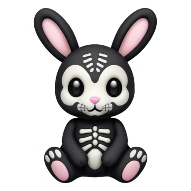 Emoji d'une peluche lapin squelette noir sticker