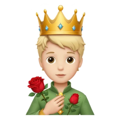 The Little Prince with a crown and a rose in his hand sticker