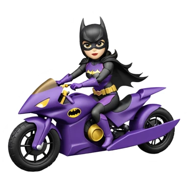 I:16 scale racing sexy fitted Batgirl’s buxom attractively armored midnight-colored tight outfit tv series style dark knight stealthy accurate sporty safe plush deluxe off-road pursuit drifting prototype car (black hair, riding in seat) rally vehicle  sticker