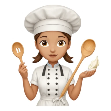Young female baker - wearing a white chef's hat and holding a cream piping bag sticker