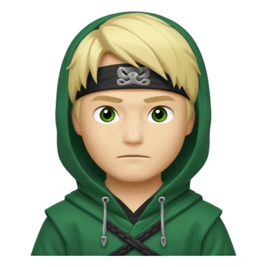 Green ninja Lloyd garmadon blonde hair, kaptur hoody on his head but blonde grzywka visible  sticker