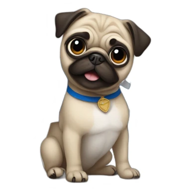 pug holding a big finland flag sticker