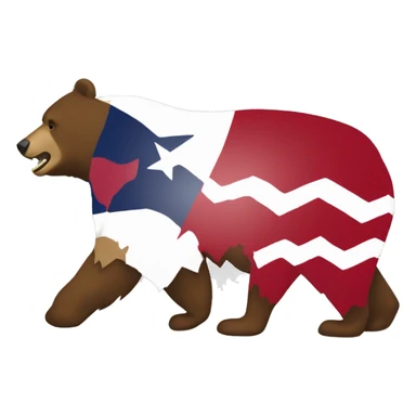 texas flag emoji with the california bear walking on the red and in the white part sticker