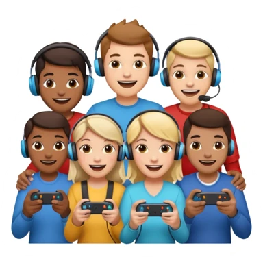 group of friends playing video games together sticker