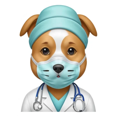 doctor dog wearing medical mask sticker