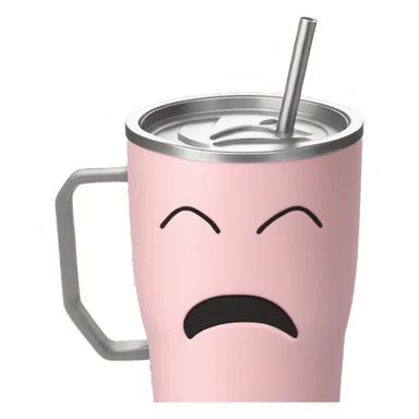 Light pink 40oz Stanley tumbler with handle and straw sticker