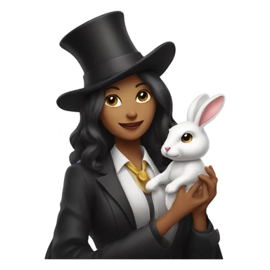 female Magician pulling rabbit out of hat sticker