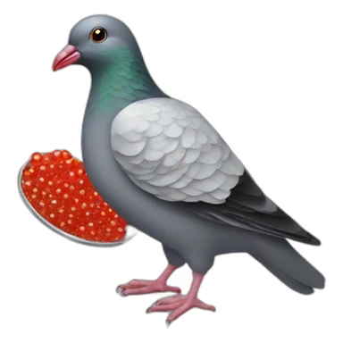 pidgeon holding red caviar in hand sticker