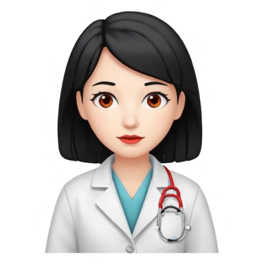 doctor with black hair and red hairclips  sticker