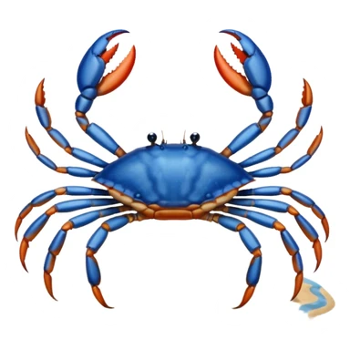 A blue crab with eight legs and two pincers sticker