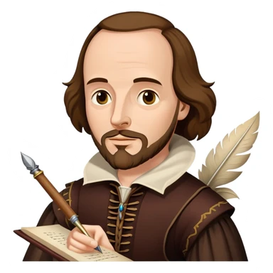 Shakespeare holding a quill pen writing a play sticker