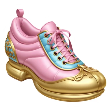 vintage rococo pale gold & pink inflatable puffy shoe sticker
